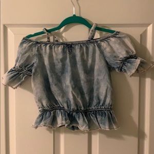 An off the shoulder crop top